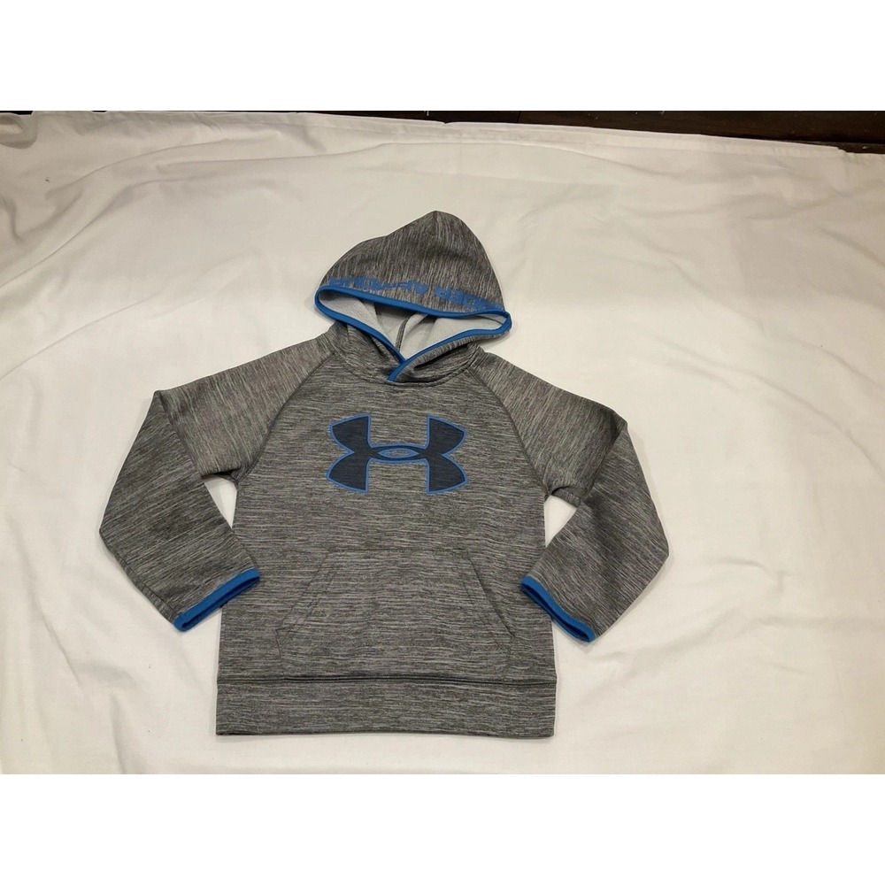 Under Armour Size 5‎ Boys Gray Fleece Lined Athletic Hoodie With Front Pocket